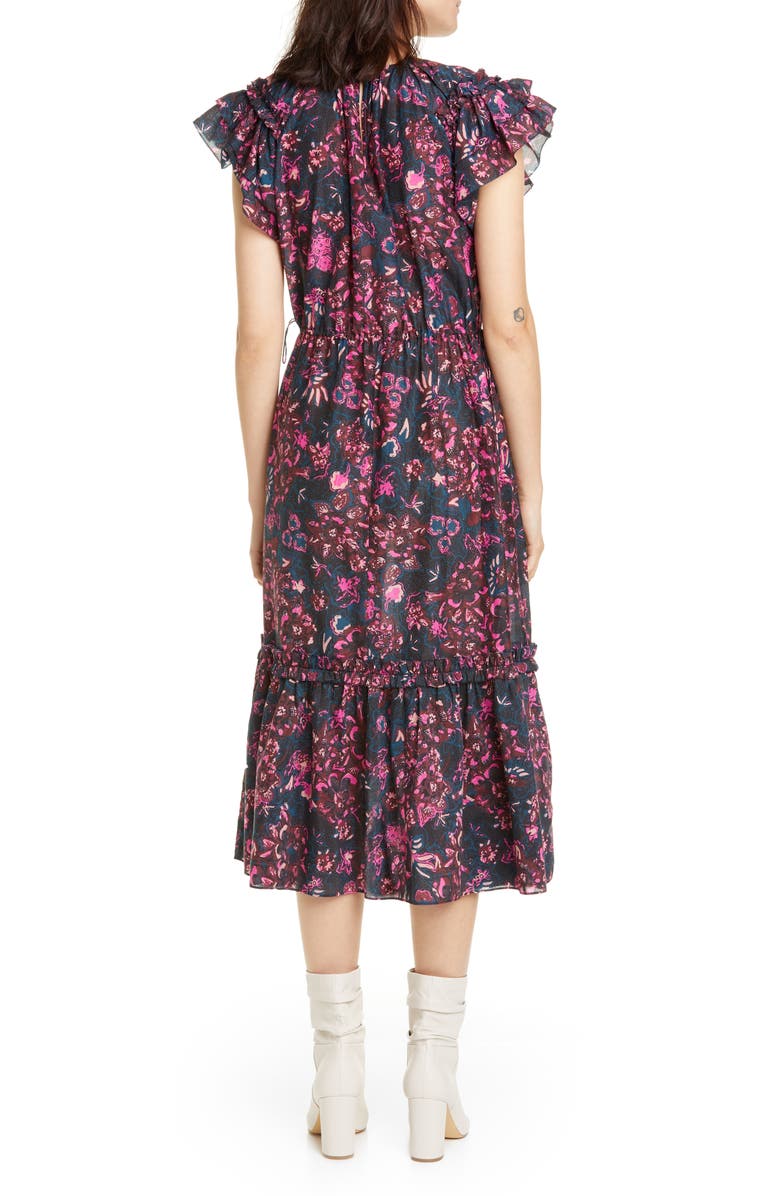 Ulla Johnson Arlene Ruffle Tiered Midi Dress, Alternate, color, 