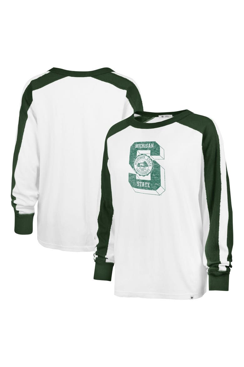 Women's '47 White Michigan State Spartans Premier Caribou Long Sleeve T-Shirt, Alternate, color, White