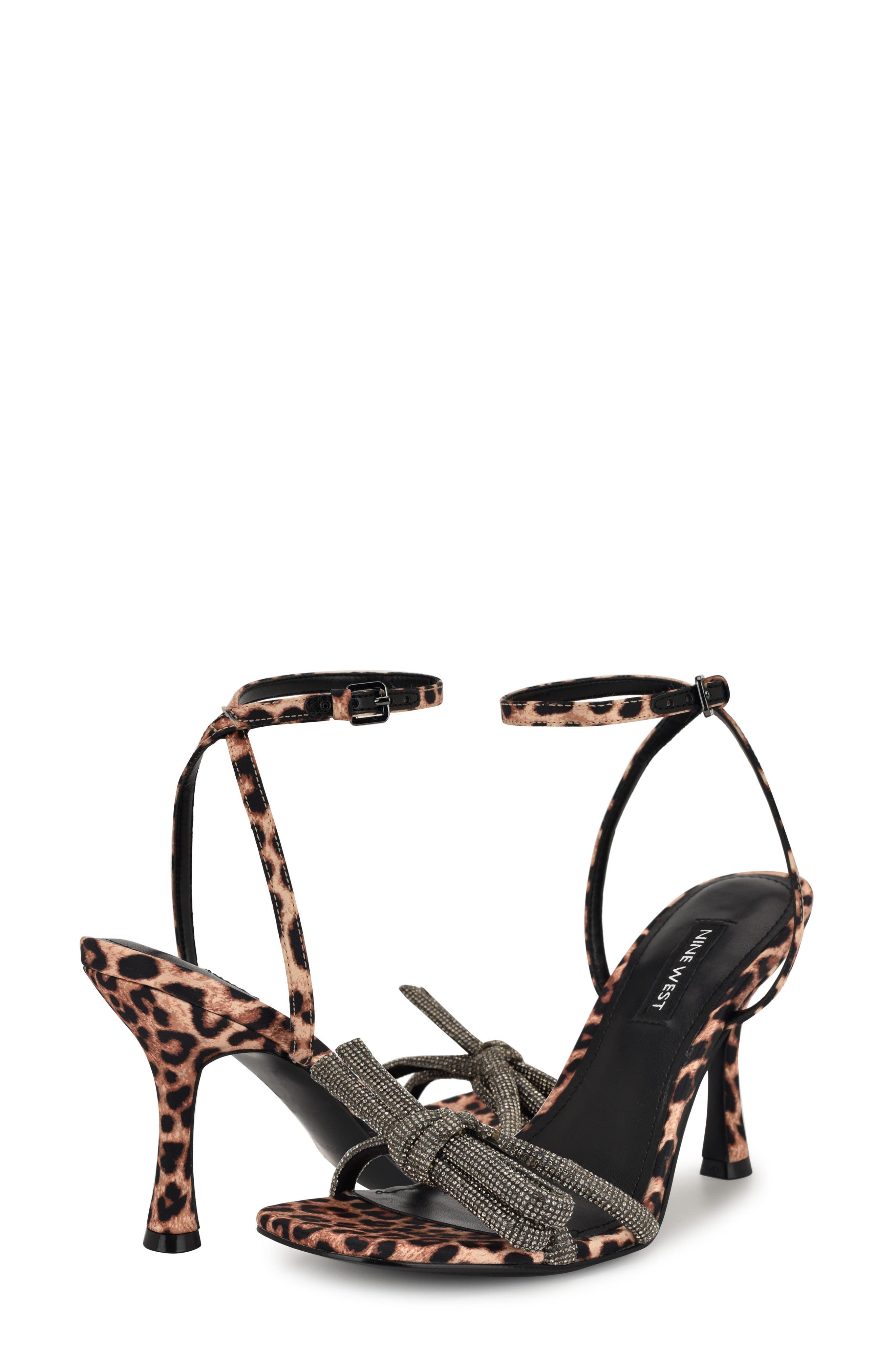 Nine West Ivid Ankle Strap Sandal, Alternate, color, Black Leopard
