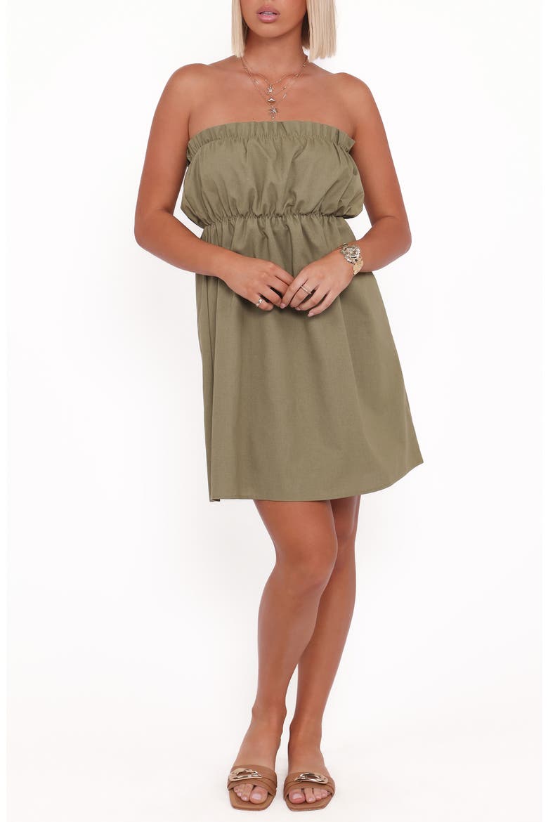Stratton Strapless Babydoll Dress, Main, color, LEAF GREEN