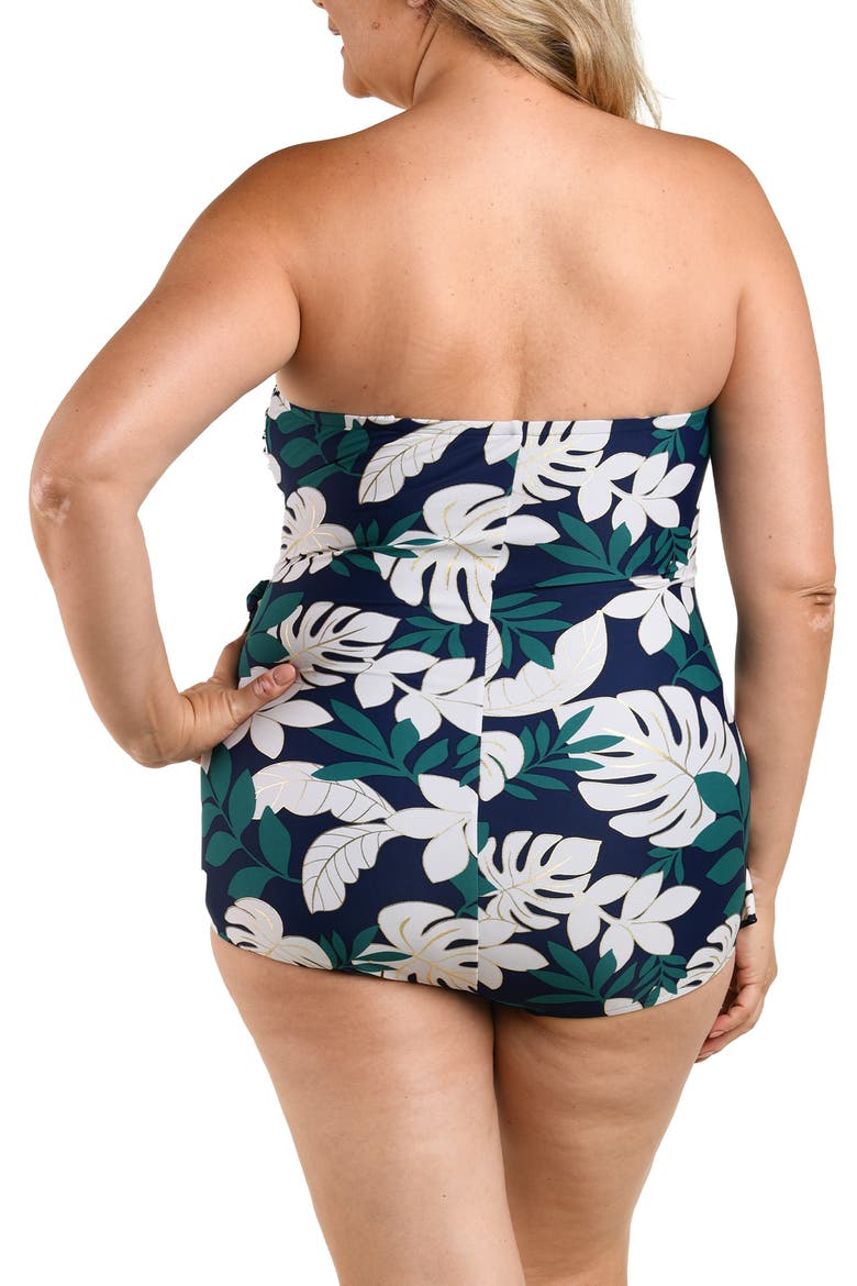 Canopy Blooms One-Piece Sarong Swimsuit, Alternate, color, BLUE/ GREEN MULTI