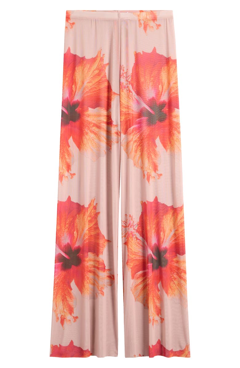 Good American Mesh Wide Leg Pant, Alternate, color, Mauve Tropical Hibiscus001