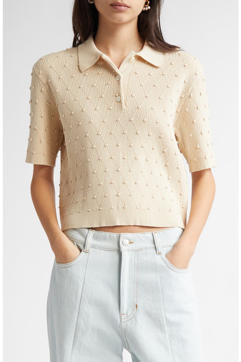 Textured Organic Cotton Polo Sweater, Main, color, MERENGUE
