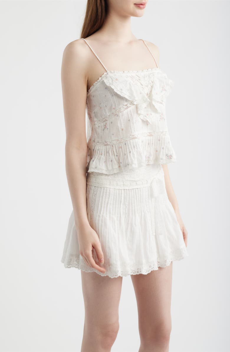 LoveShackFancy Ondeline Embroidered Ruffle Camisole, Alternate, color, Sun Bleached Meadow