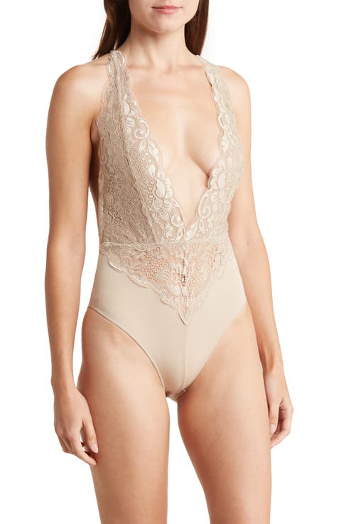 Plunge Neck Lace Bodysuit