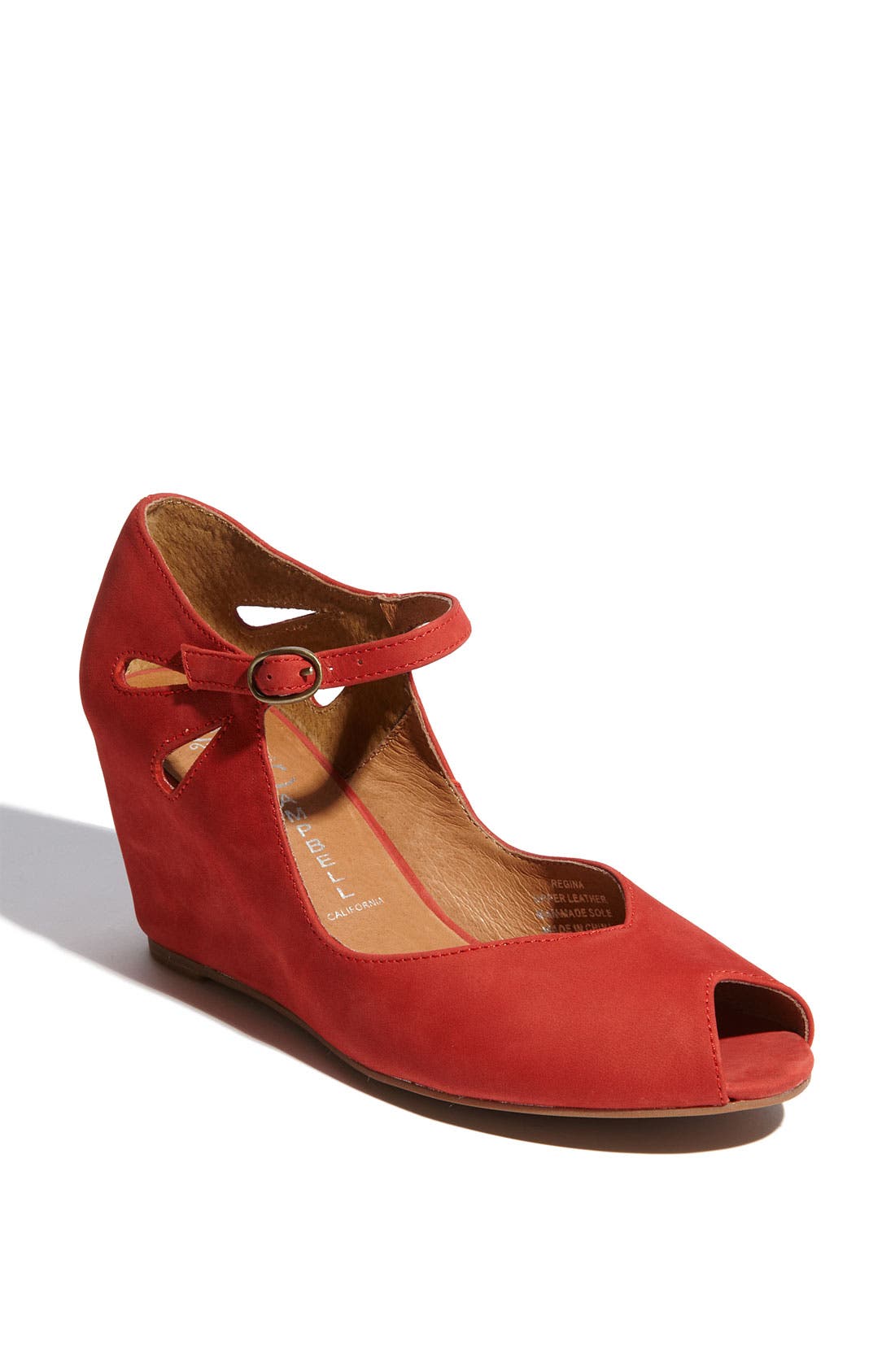 'Regina' Wedge, Main, color, RED NUBUCK