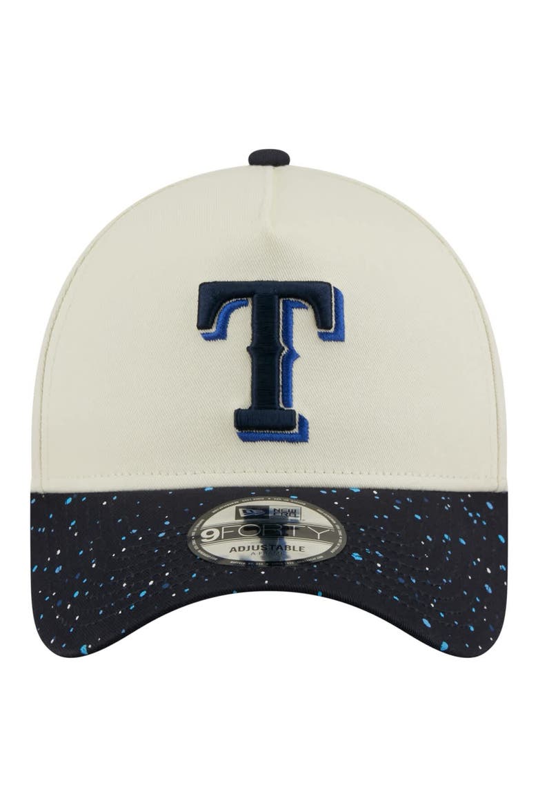 Men's New Era  Cream Texas Rangers Speckle A-Frame 9FORTY Adjustable Hat, Alternate, color, Cream
