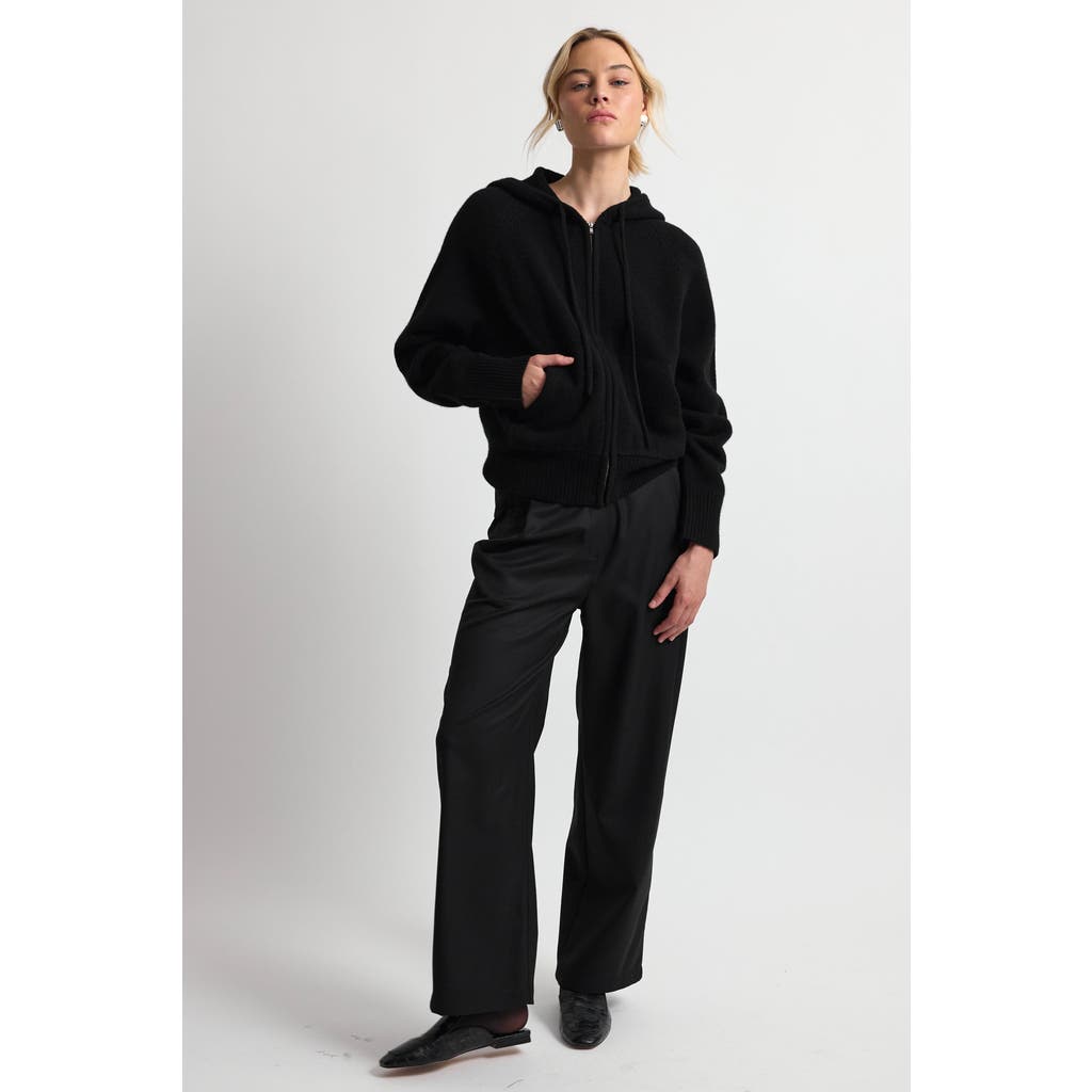 Almina Concept Wool Hoodie Zip Up Sweater In Black