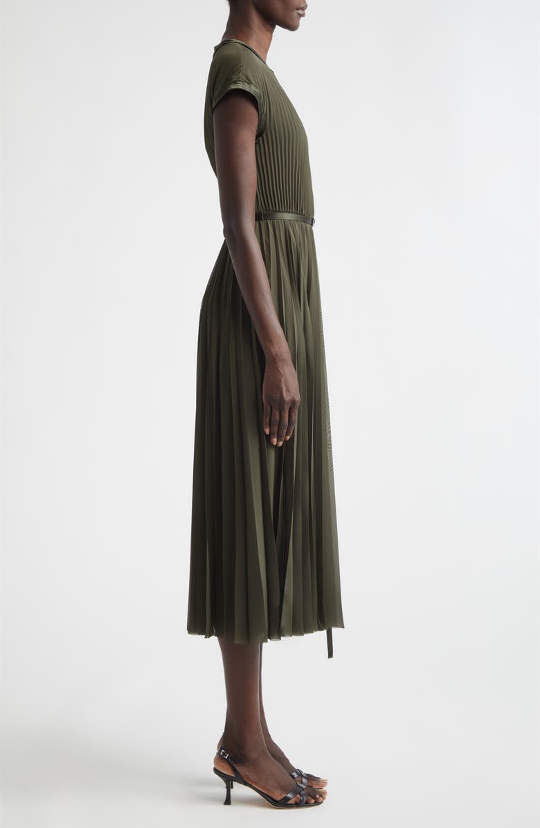 Jason Wu Collection Pleated Chiffon Midi Dress, Alternate, color, Hunter Green