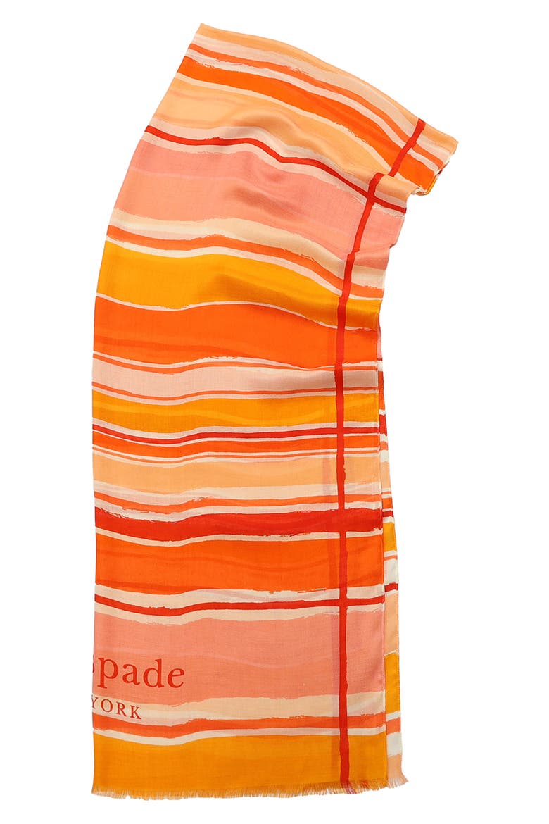 ocean stripe oblong scarf, Alternate, color, PINK MULTI