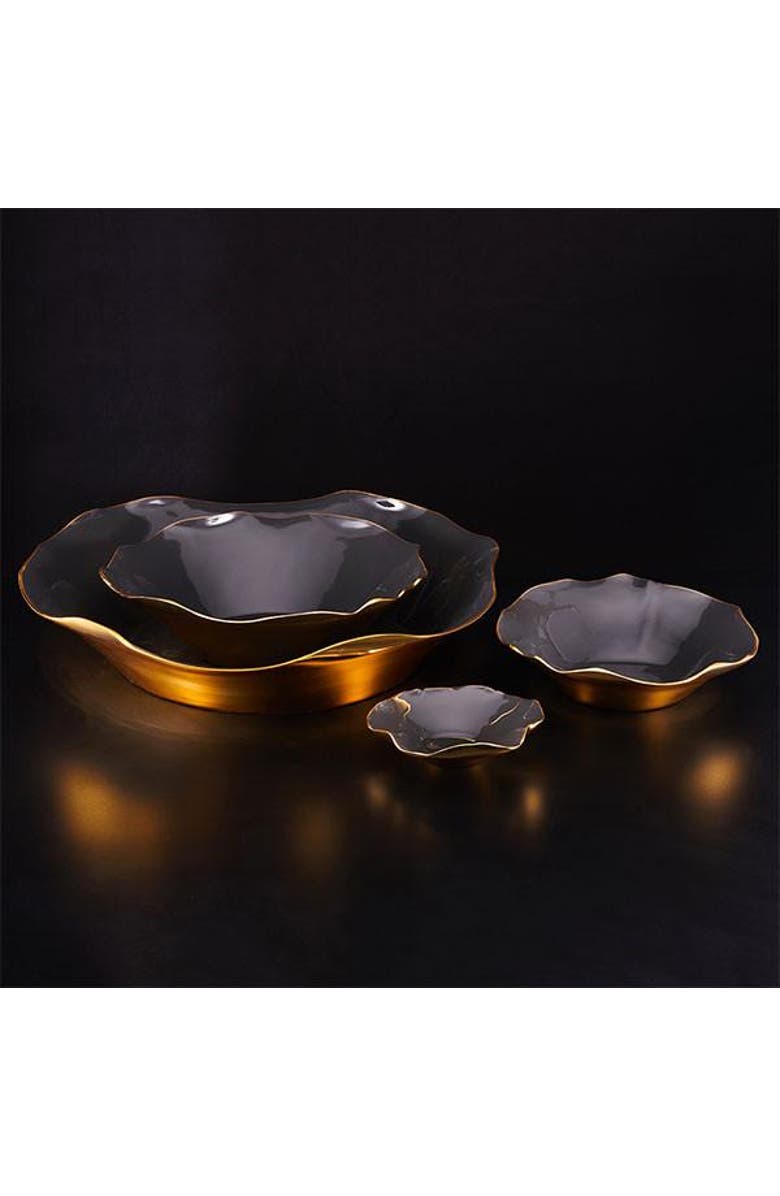 Lunares Ruffled Graphite Bowl, Main, color, Gold