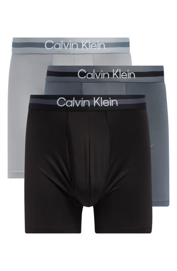 Calvin Klein Pack Of 3 Microfiber Boxer Briefs In Black/turbulance