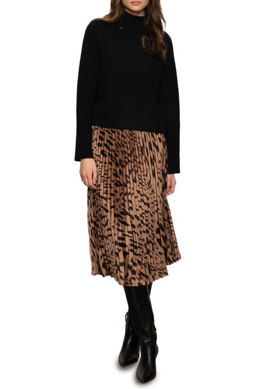 Sanctuary Nostalgia Abstract Leopard Print Pleated Skirt In Gold