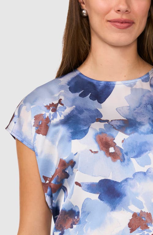 Halogenr Halogen(r) Printed Charmeuse Top In Blue Fog