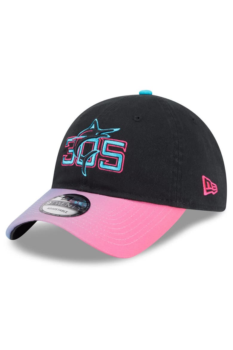 Men's New Era Black/Pink Miami Marlins 2025 City Connect 9TWENTY Adjustable Hat, Main, color, Black