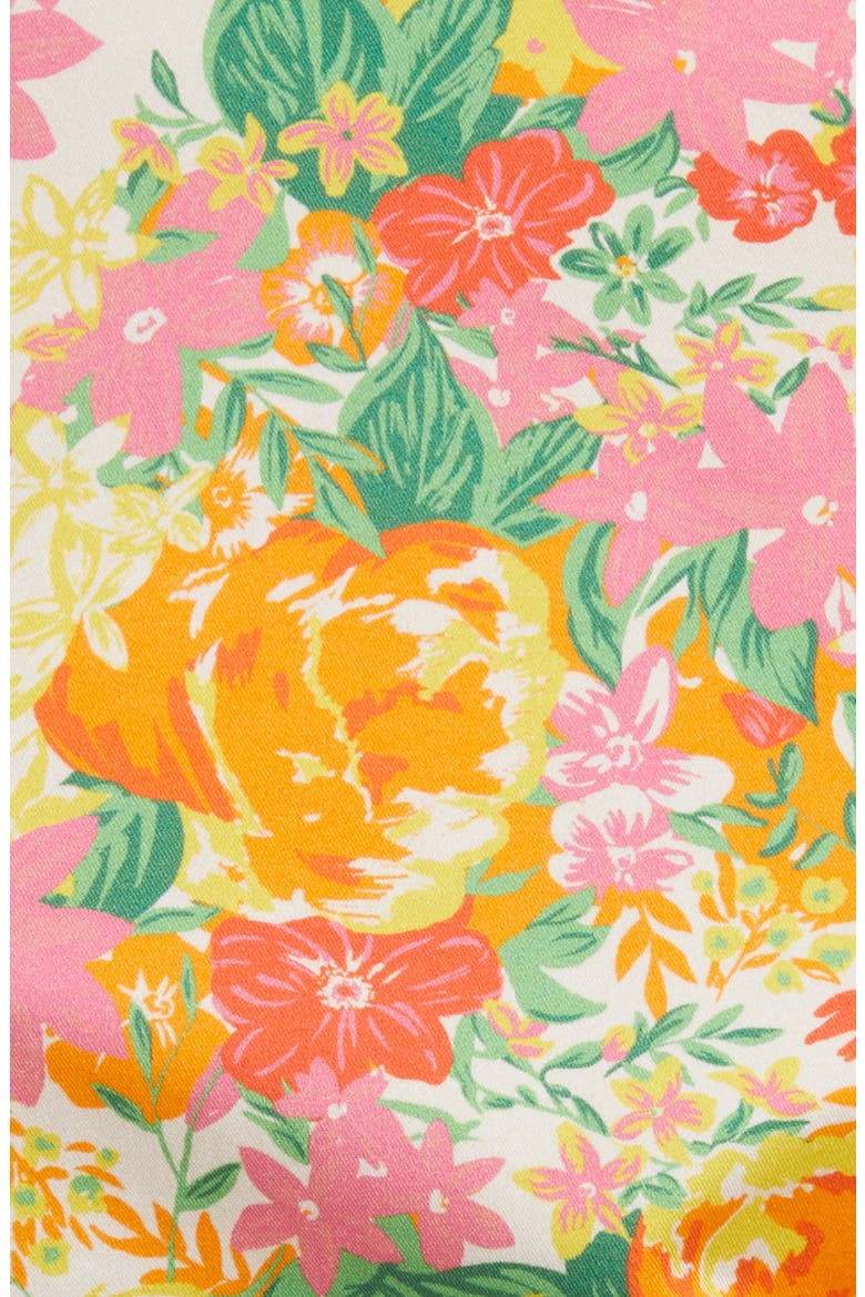 Floral Print Puff Sleeve Stretch Cotton Top, Alternate, color, ORANGE