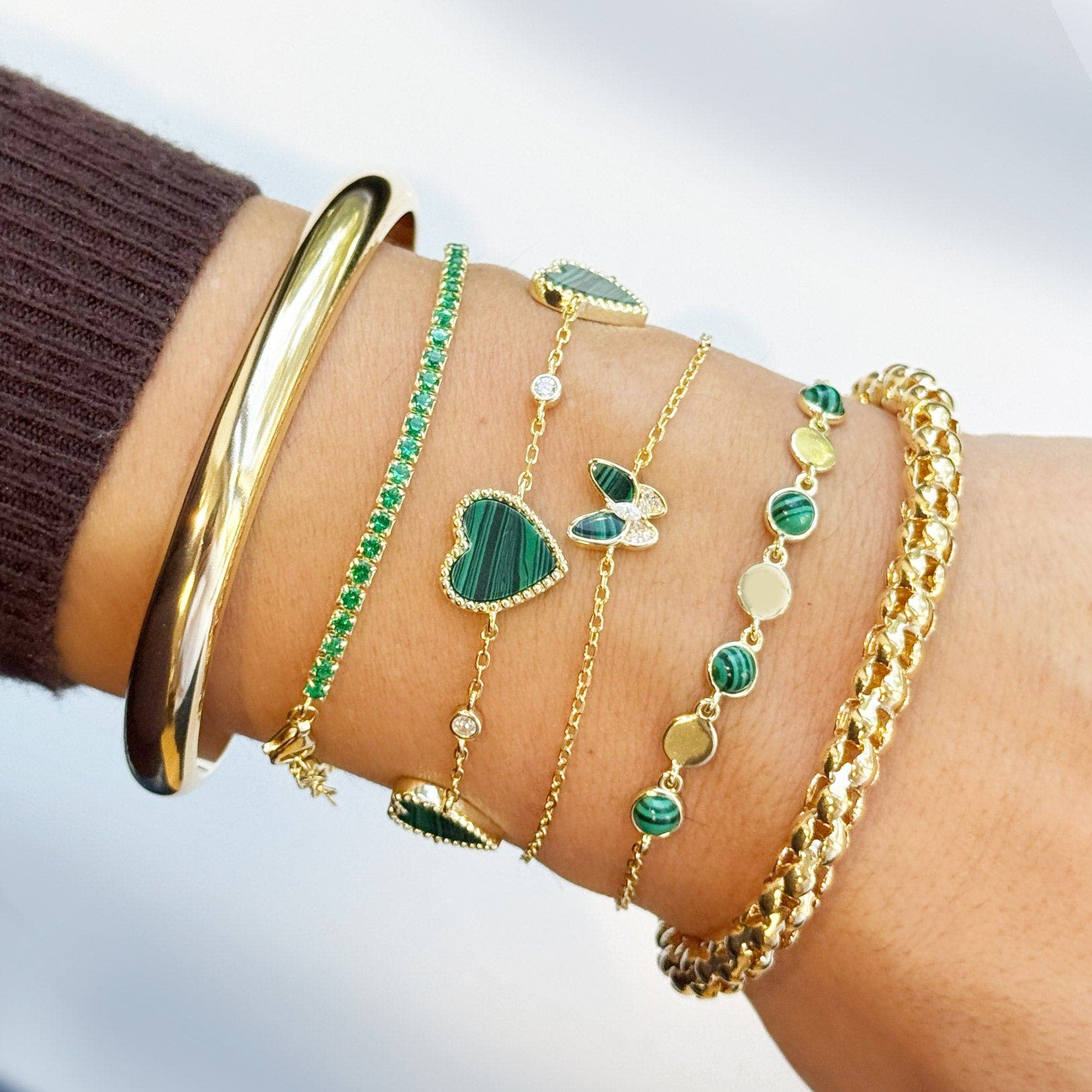 The Lovery Fine Jewelry Malachite Cz Single Butterfly Bracelet (Women ...