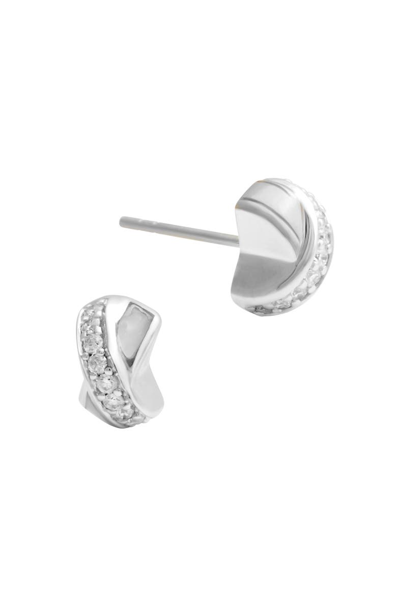 Marseille Sterling Silver Crossover Stud Earrings, Alternate, color, SILVER/WHITE