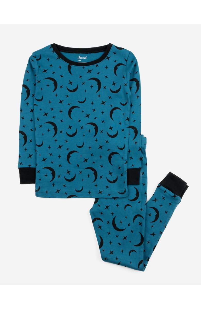 Leveret Kids Two-Piece Cotton Printed Matching Family Pajamas, Playful Graphics, Main, color, Moon