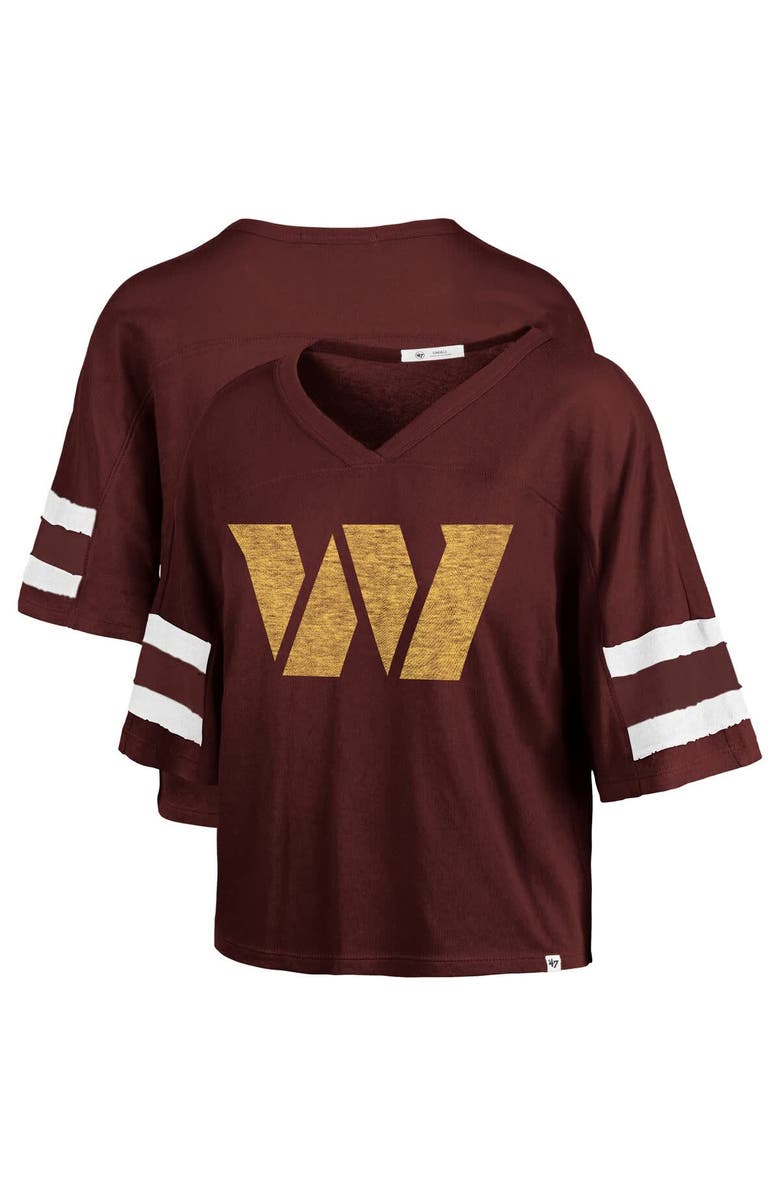 '47 Women's '47 Burgundy Washington Commanders Premier Scout Cropped V-Neck T-Shirt, Alternate, color,