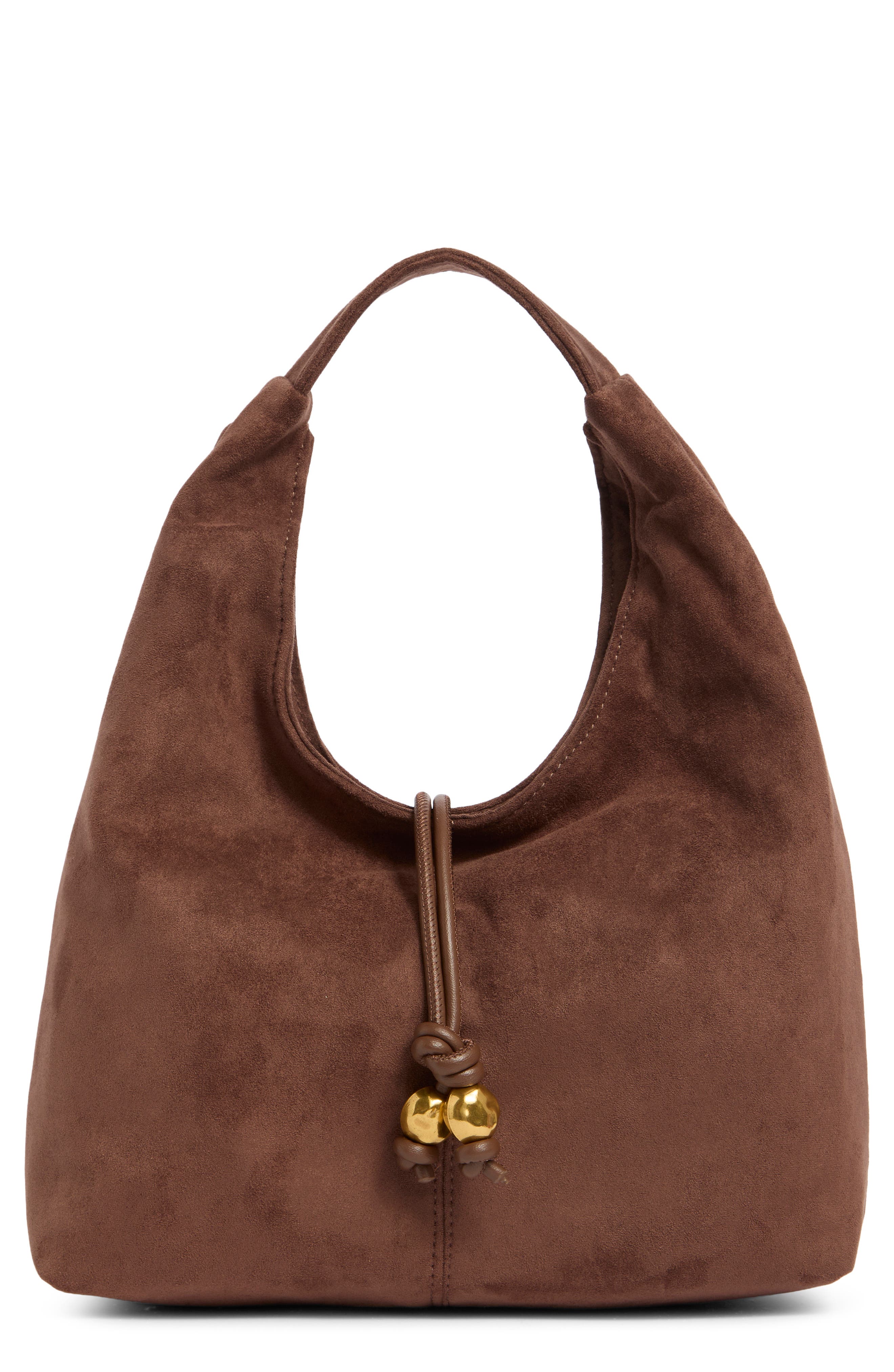 Browan Faux Suede Hobo Bag, Main, color, BROWN FAUX SUEDE