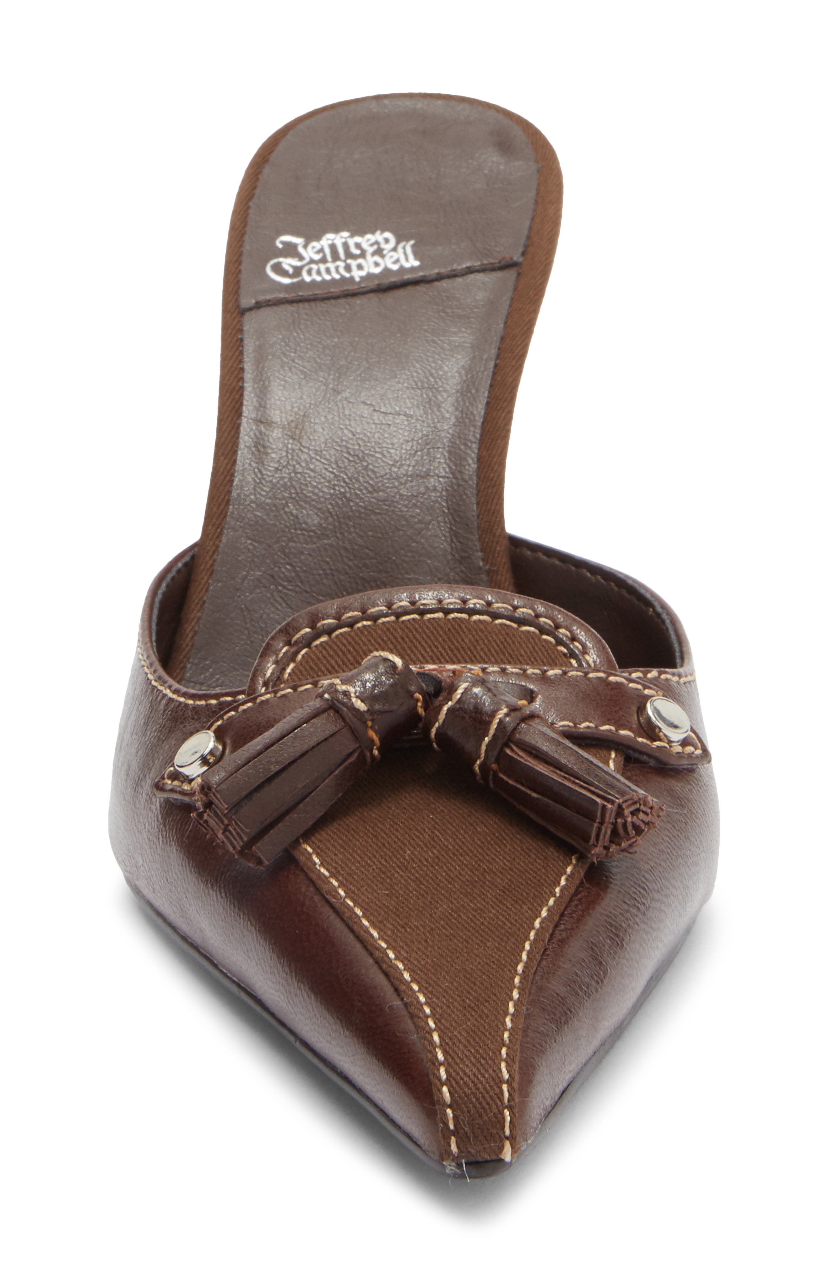 Jeffrey Campbell Claypool Pointed Toe Tassel Loafer Mule, Alternate, color, Coffee Combo