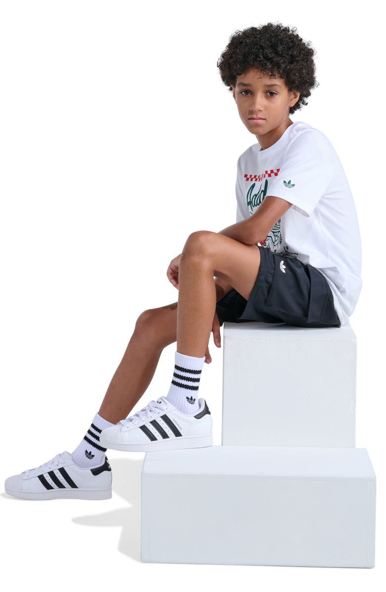 adidas Originals Kids' OG Recycled Polyester Twill Cargo Shorts, Alternate, color, Black