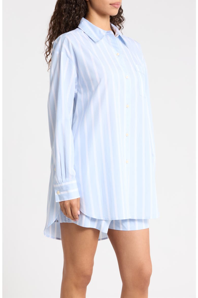 Oversize Stripe Cotton Short Pajamas, Alternate, color, BLUE- WHITE SIMPLE STRIPE