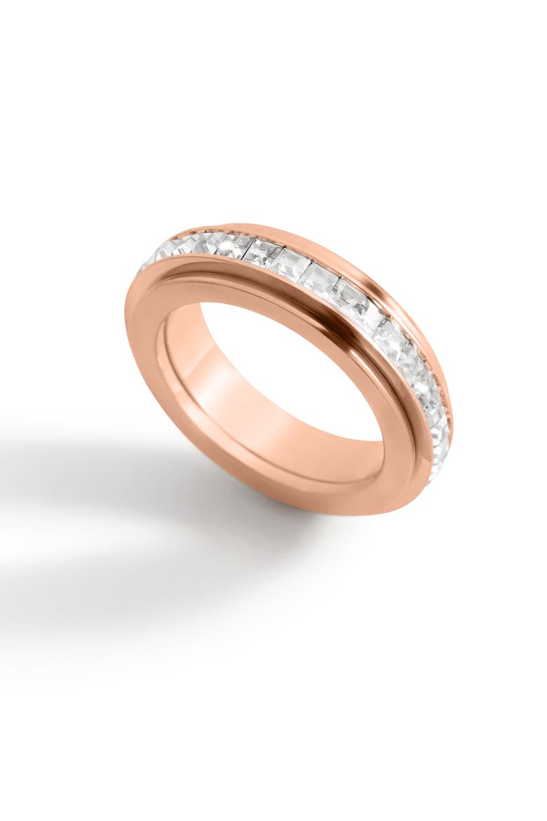 Crystal Statement Spinning Fidget Ring, Alternate, color, Rose Gold-Tone
