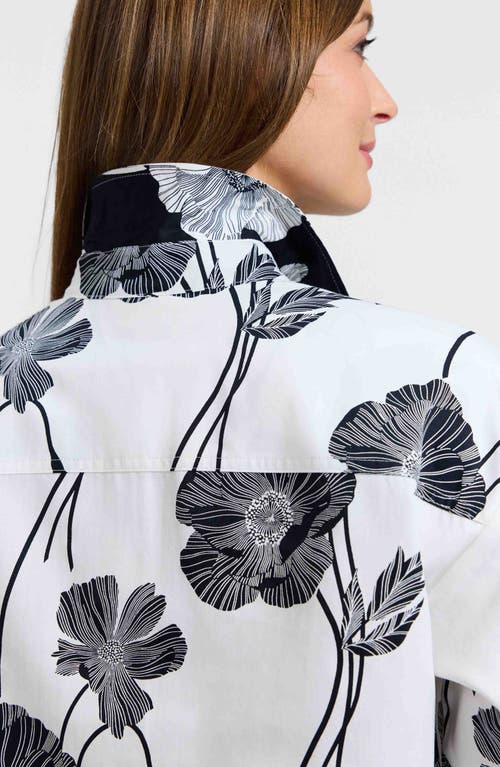 Foxcroft Marina Poppy Print Cotton Button-up Shirt