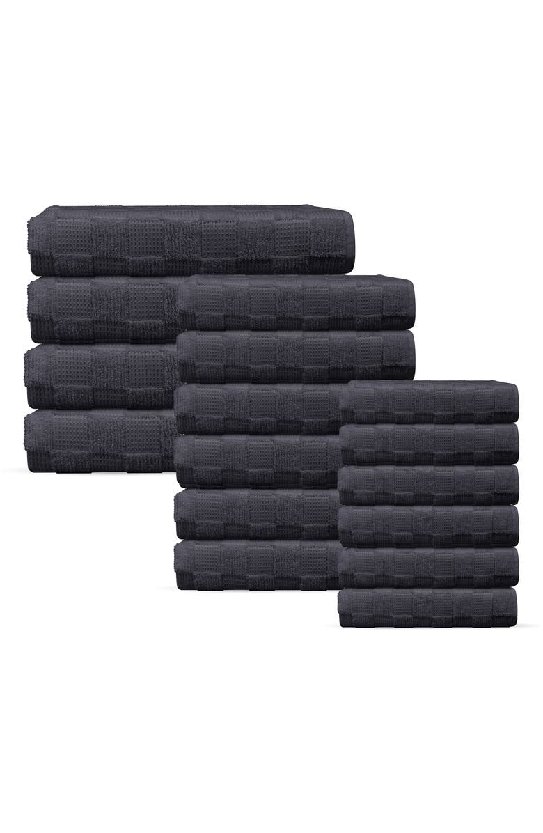 DePera Waffle Terry 16-Piece Turkish Cotton Towel Set, Main, color, Anthracite