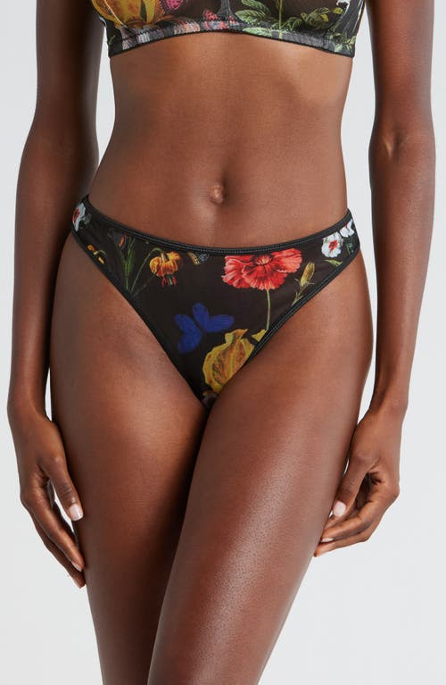 KILO BRAVA Floral Mesh Thong in Botanical Garden 