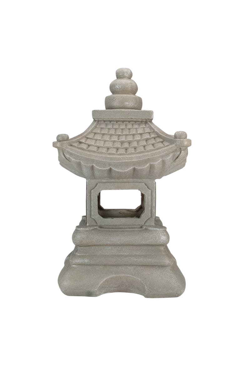 13.5" Dark Gray Pagoda Outdoor Garden Statue, Alternate, color, Gray