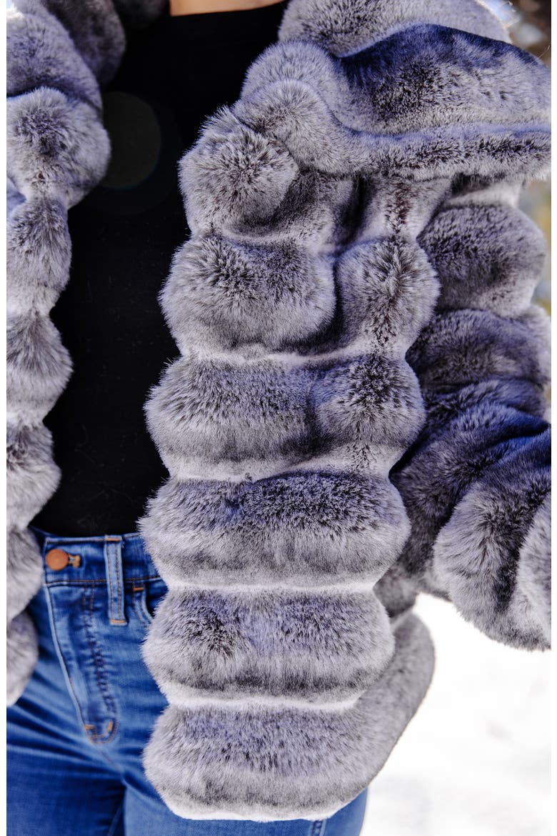 Carmella Shawl Collar Faux Fur Coat, Alternate, color, GREY