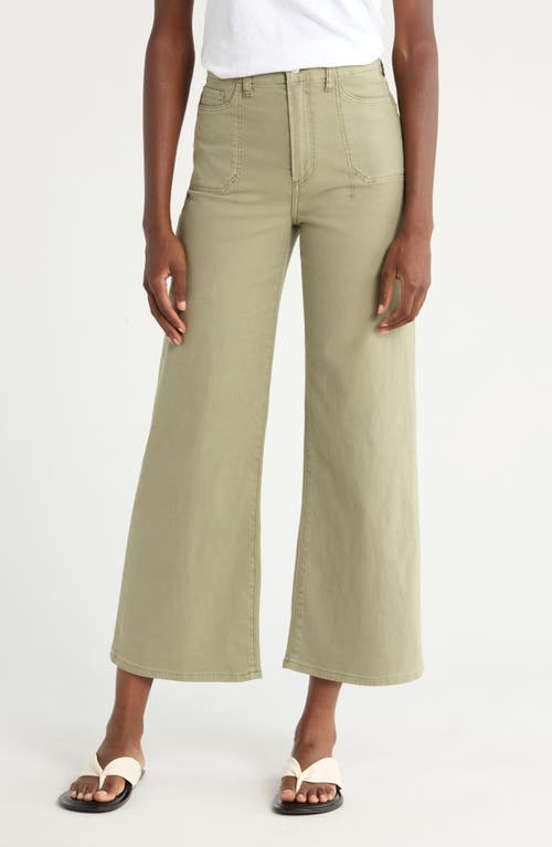 Paige Anessa High Waist Wide Leg Utility Jeans In Green