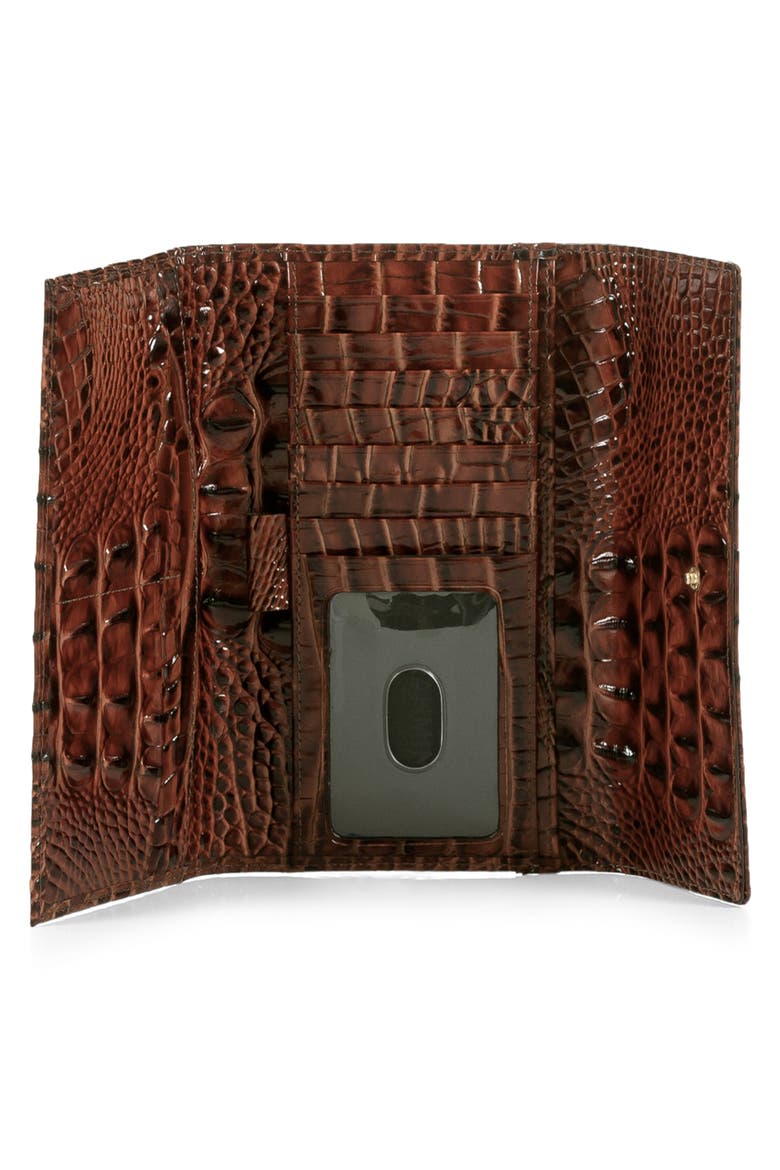 Cordelia Croc Embossed Leather Wallet, Alternate, color, PECAN