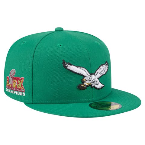 Men's New Era Kelly Green Philadelphia Eagles Super Bowl LIX Champions Historic Side Patch 59FIFTY Fitted Hat
