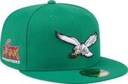 New Era Men's New Era Kelly Green Philadelphia Eagles Super Bowl LIX Champions Historic Side Patch 59FIFTY Fitted Hat