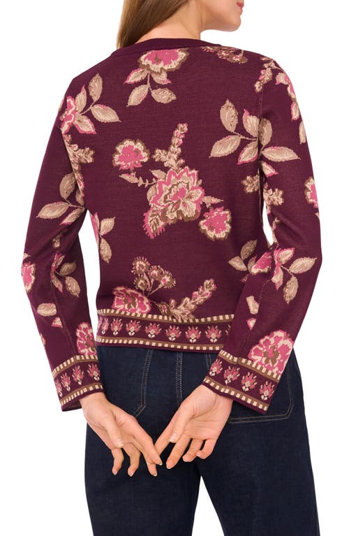 Vince Camuto Floral Jacquard Sweater In Brown