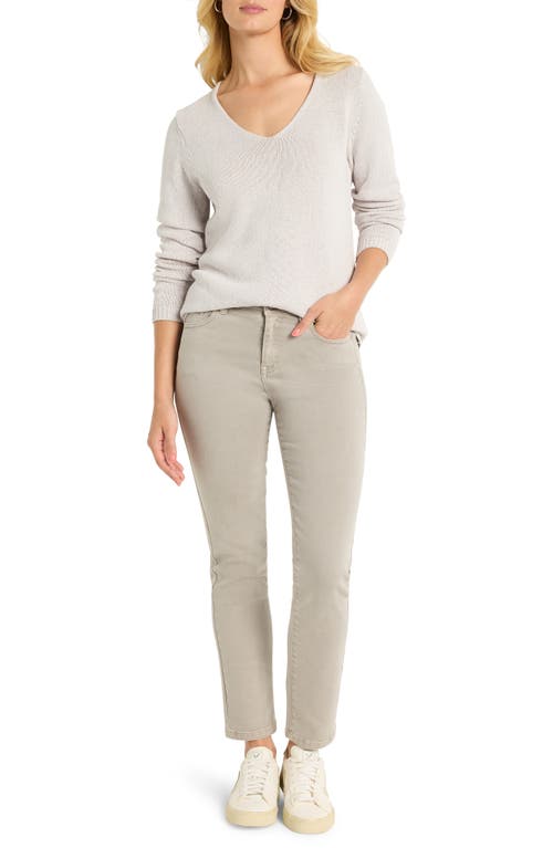 Nic + Zoe Cotton Cord Soft V-neck Sweater In Cobblestone