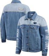WEAR by Erin Andrews Women's WEAR by Erin Andrews Denim Penn State Nittany Lions Sleeve Hit Colorblock Button-Down Denim Jacket