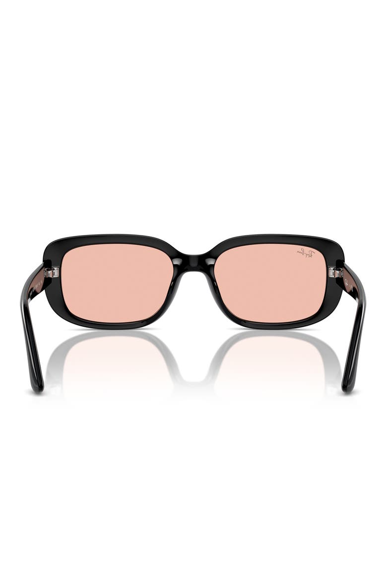 56mm Pillow Rectangular Sunglasses, Alternate, color, BLACK