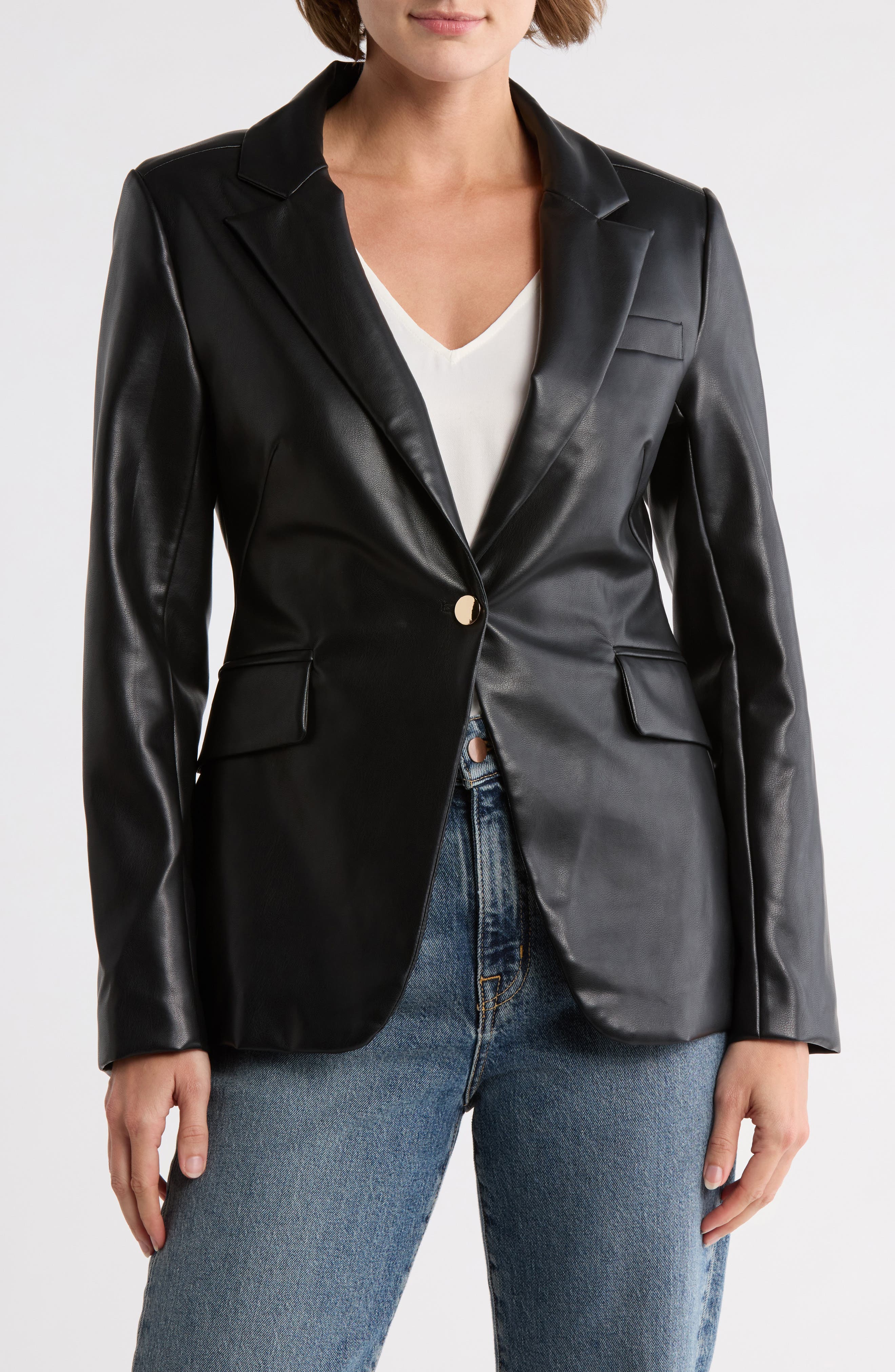 AREA STARS Ana Faux Leather Blazer