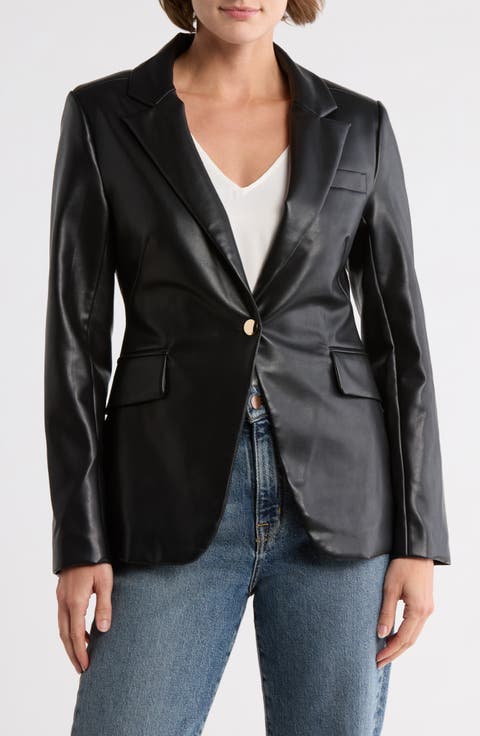 Ana Faux Leather Blazer