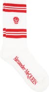 McQueen Stripe Skull Logo Crew Socks