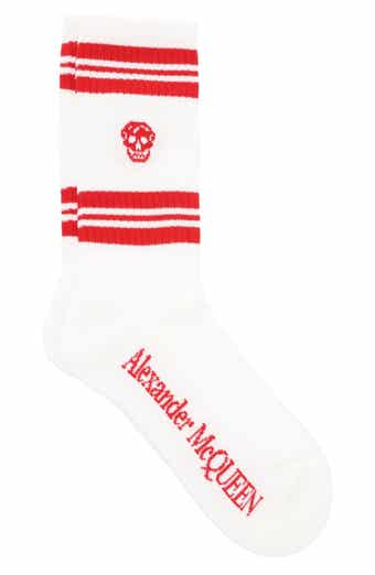McQueen Stripe Skull Logo Crew Socks