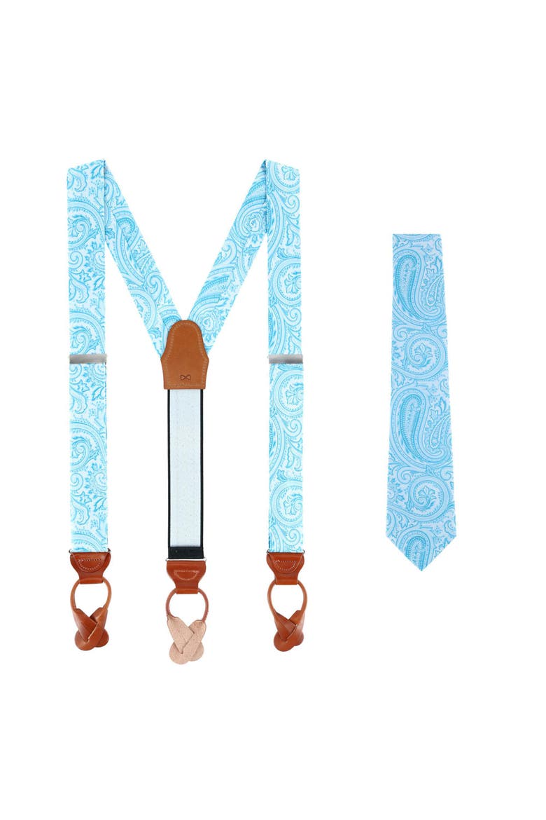 Sobee Paisley Silk Brace and Necktie, Main, color, Light Blue