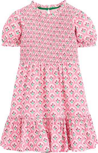 Kids' Aurora Twirly Floral Smocked Bodice Cotton Dress