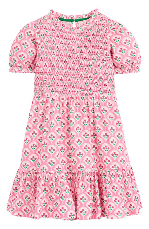 Mini Boden Kids' Aurora Twirly Floral Smocked Bodice Cotton Dress
