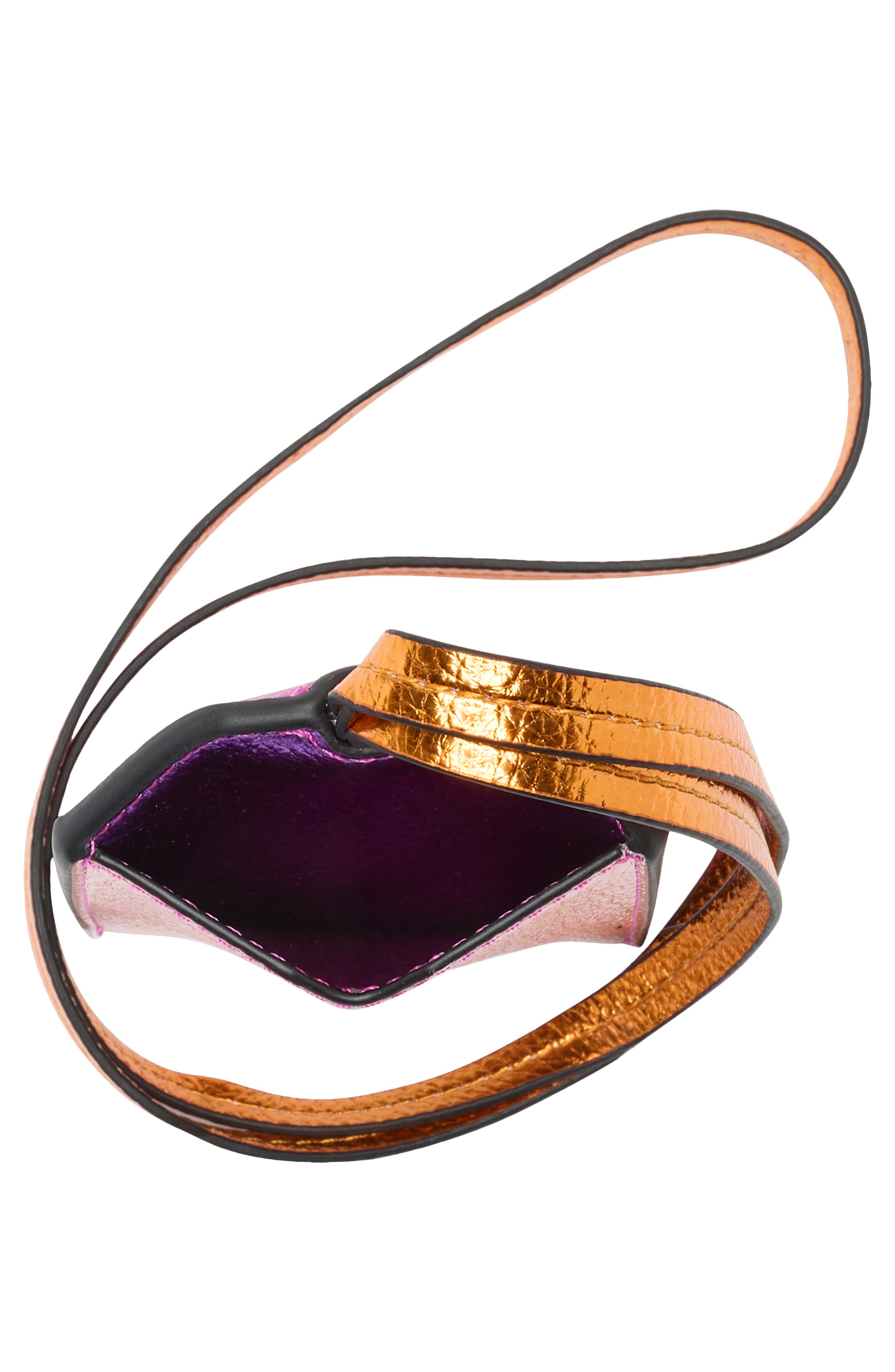 Kurt Geiger London Southbank Tag Leather Lanyard, Alternate, color, Pink Comb